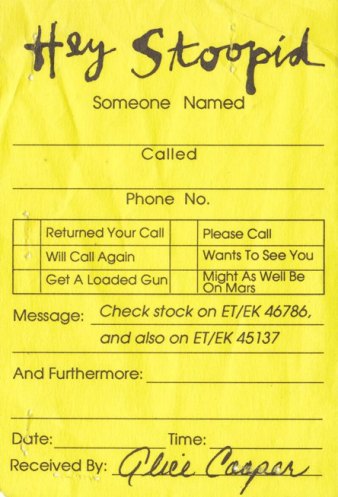 Promotional "Hey Stoopid" memo